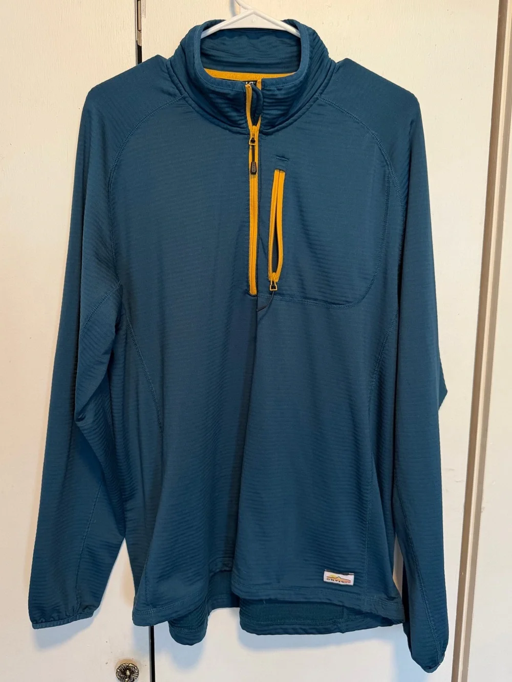 Men's Teal Quarter-Zip Performance Pullover with Yellow Trim